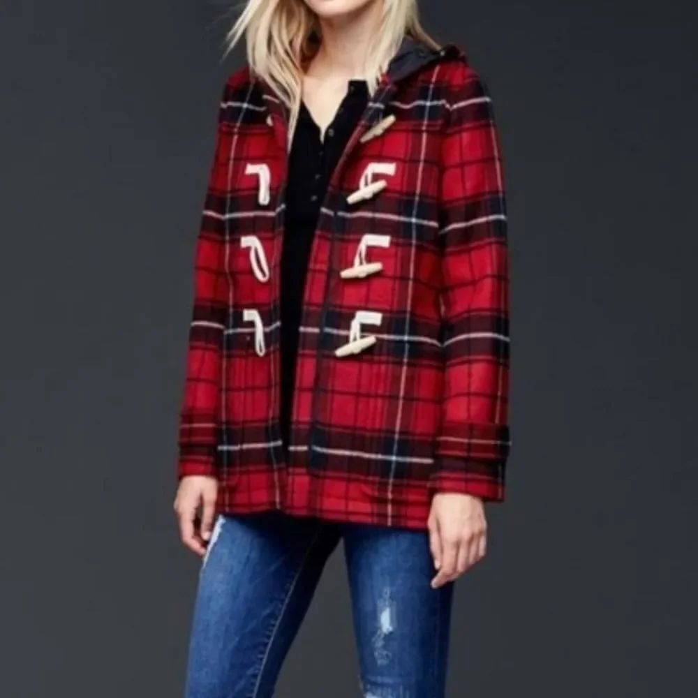 GAP Wool Plaid Hooded Jacket . RED Plaid. Toggle Close.